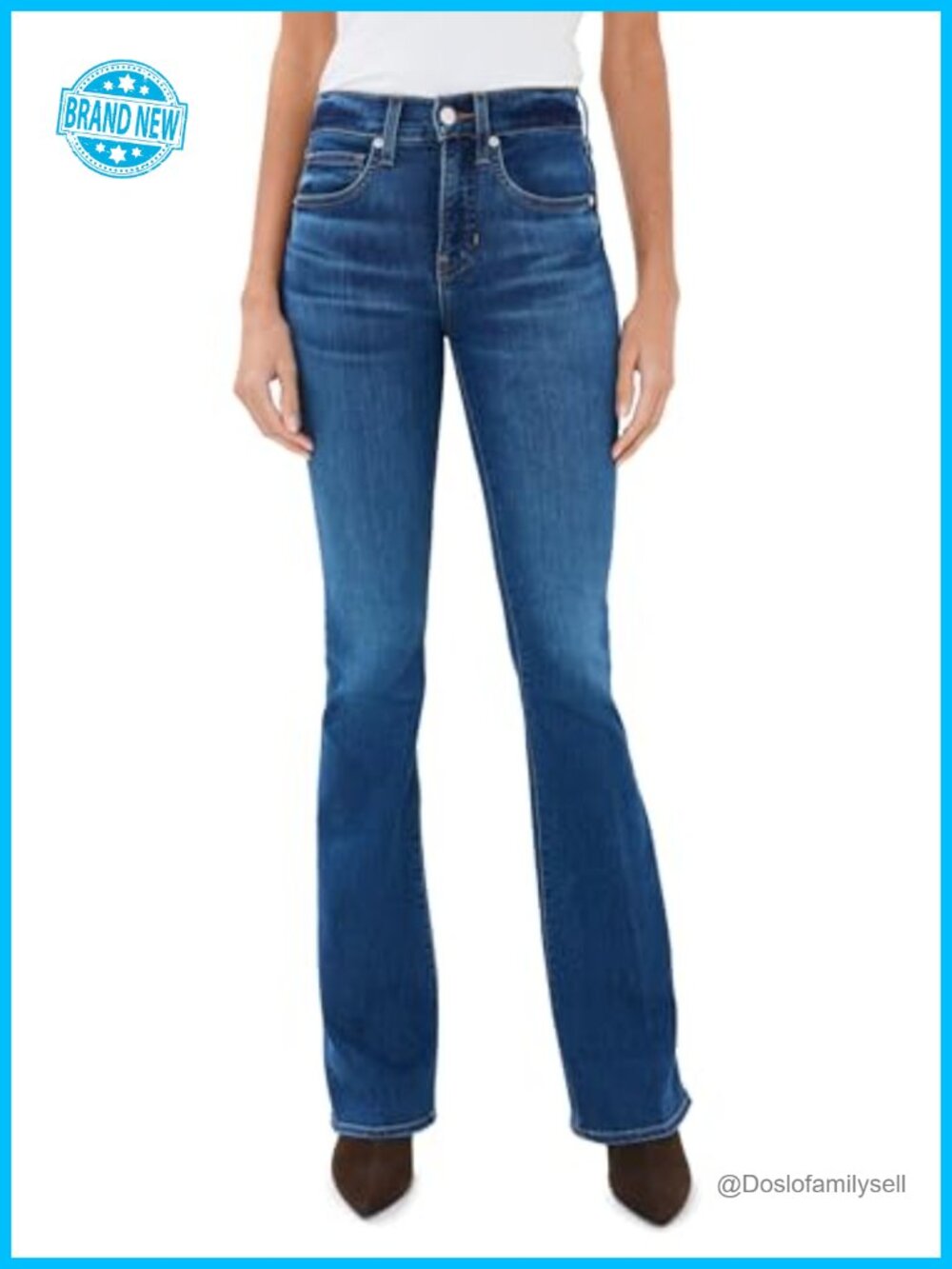 High Rise Skinny Flare Jeans Stretch Denim 5-Pocket